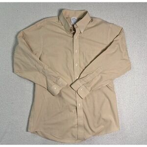 Brooks Brothers Regent Fit Dress Shirt 16.5 33 Tan Micro Check Supima Cotton